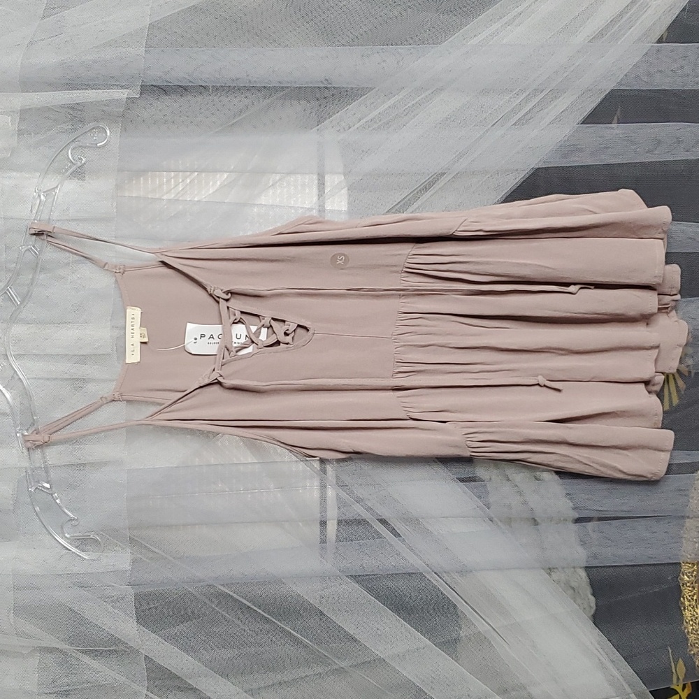 NWT LA Hearts Lace-up Peplum Top XS Tan